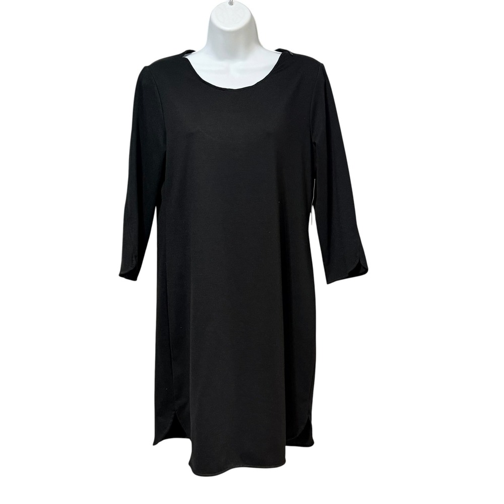 New York & Company Black Open Back Shift Dress 3/4 Sleeve Size M